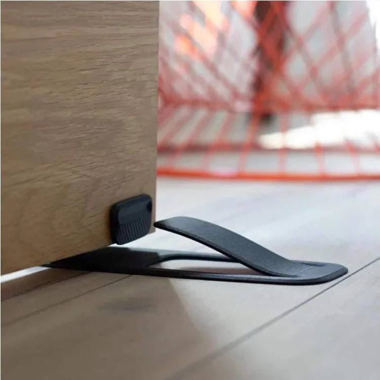 Heavy Duty Invisible Door Stopper Durable Floor Mounted Door Holder, Black