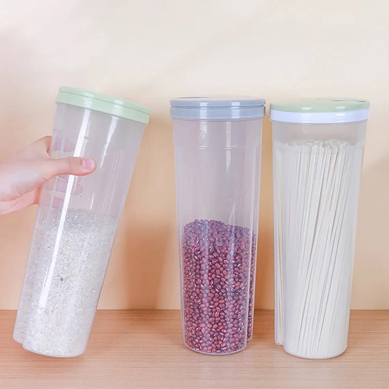 Spaghetti Storage Container
Color Options: Clear body with lid colors in Beige, Green, and Blue
Material: Durable Plastic
Capacity: 2000ml