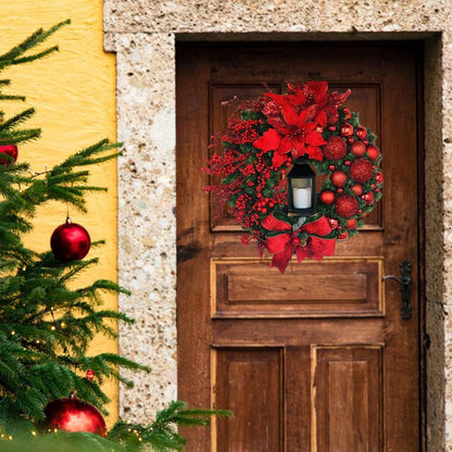 Christmas Wreath With Lamp | Festive Hanging Decoration