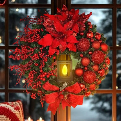 Christmas Wreath With Lamp | Festive Hanging Decoration