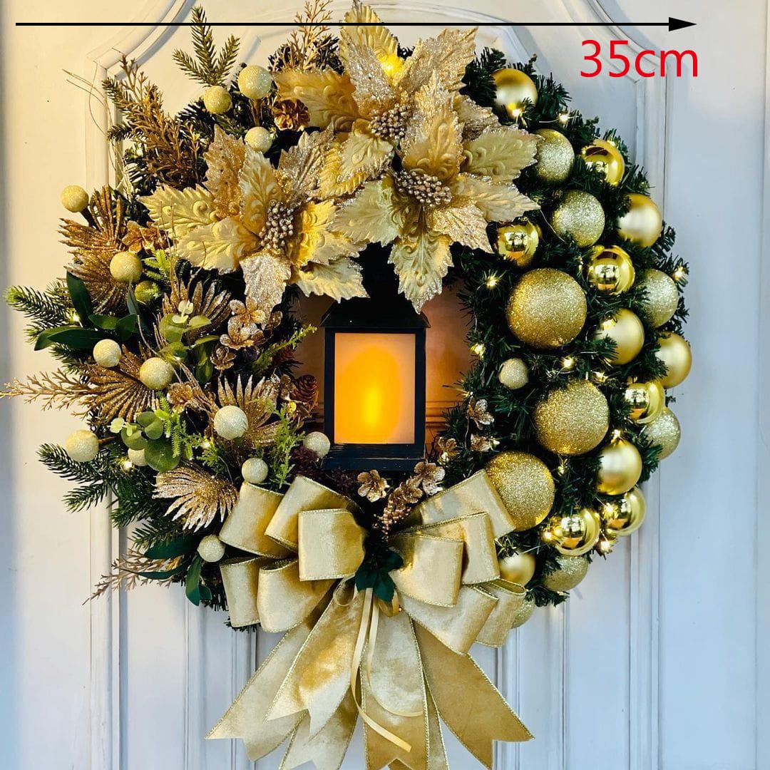 Christmas Wreath With Lamp | Festive Hanging Decoration