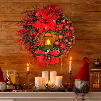 Christmas Wreath With Lamp | Festive Hanging Decoration