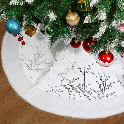 Christmas Tree Skirt White Plush Carpet | Xmas Tree Mat Christmas Tree Decor