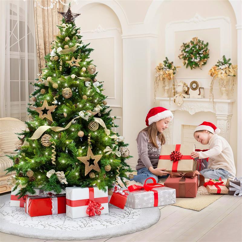 Christmas Tree Skirt White Plush Carpet | Xmas Tree Mat Christmas Tree Decor