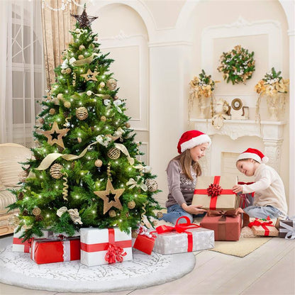 Christmas Tree Skirt White Plush Carpet | Xmas Tree Mat Christmas Tree Decor