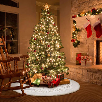 Christmas Tree Skirt White Plush Carpet | Xmas Tree Mat Christmas Tree Decor