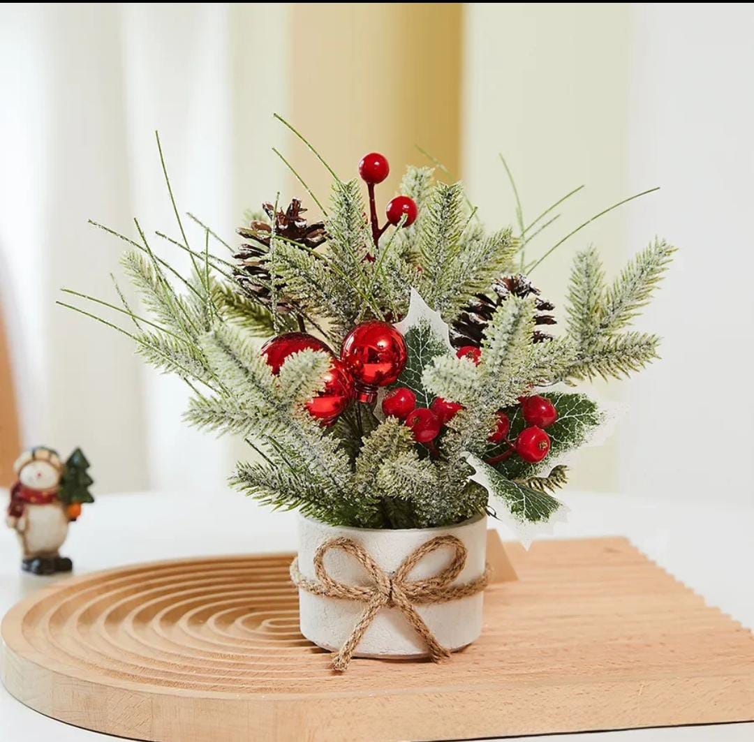 1Pc Tabletop Exquisite Mini Christmas Tree Stump | Cute Home Christmas Festival Party Decoration Ornament