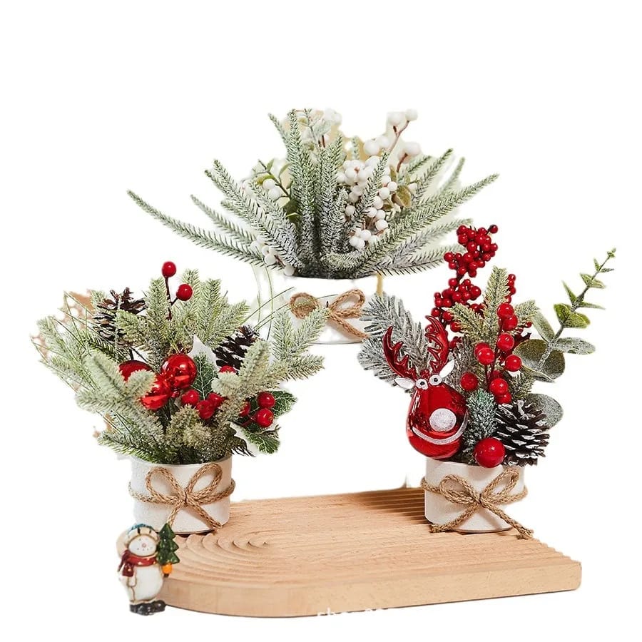 1Pc Tabletop Exquisite Mini Christmas Tree Stump | Cute Home Christmas Festival Party Decoration Ornament