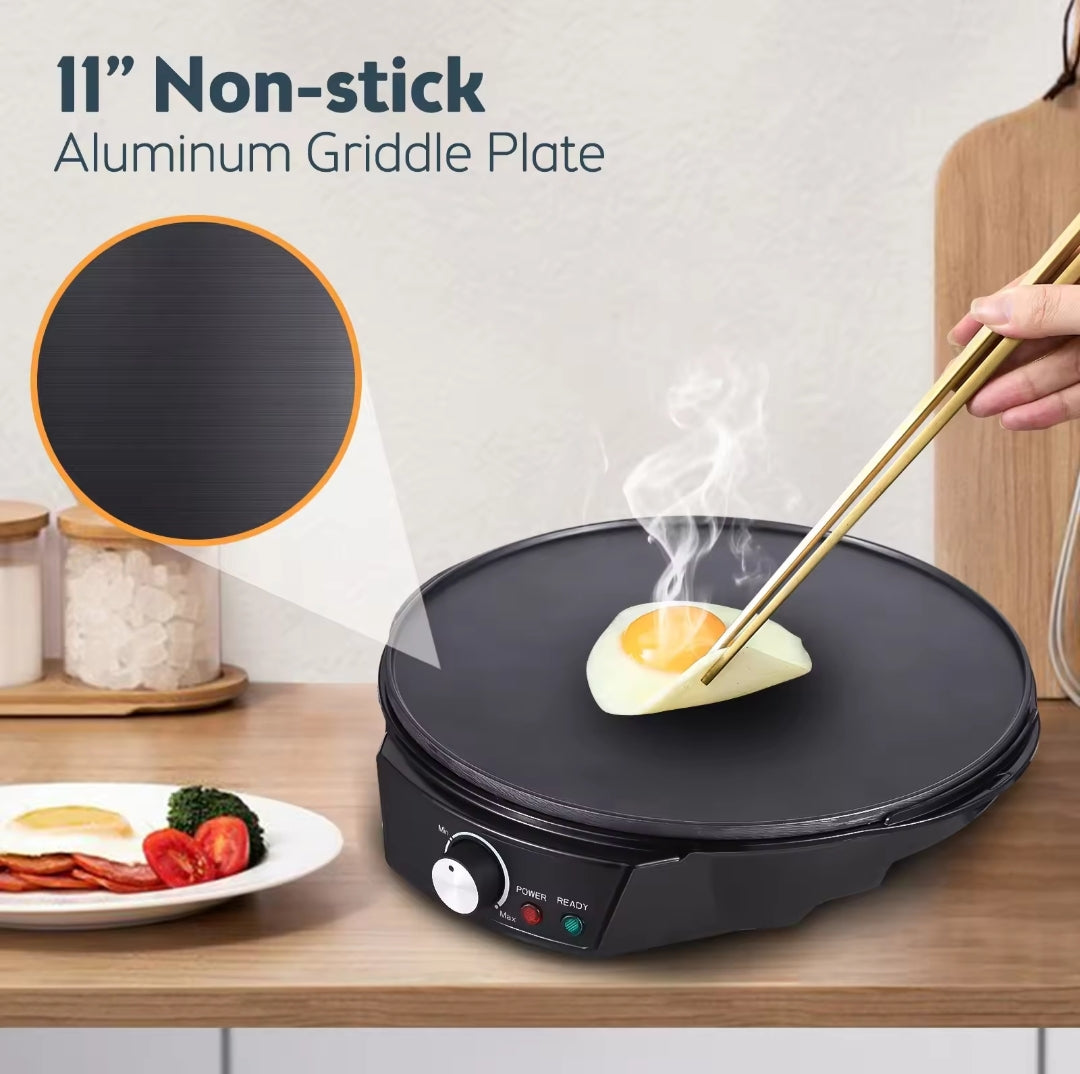 28cm Mini Electric Pancake Maker | 800W NonStick Crepe & Chapati Maker | Flatbread & Tortilla Maker