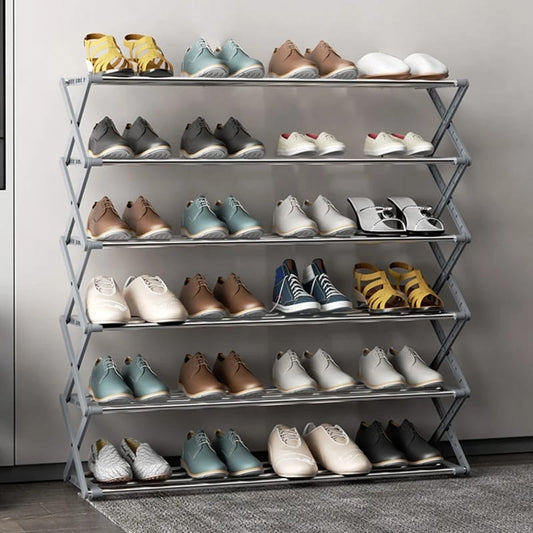 100cm 5 Tier Metallic Shoe Rack | Durable Stainless Steel Shoe Organizer