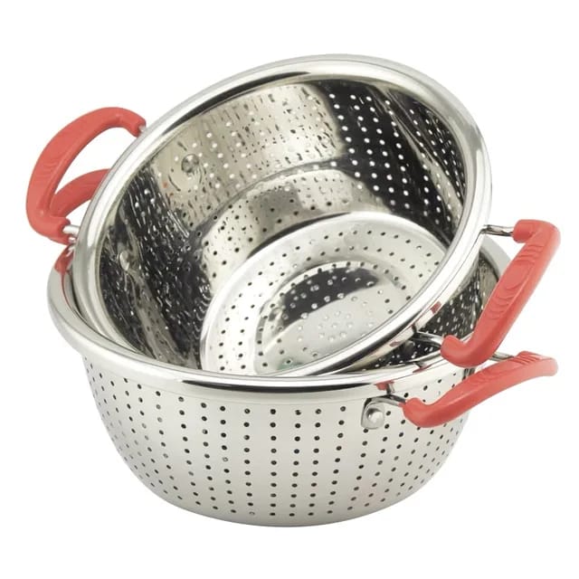 32cm Stainless Steel Drainer/Rice Strainer with Handles for Fruits and Vegetables