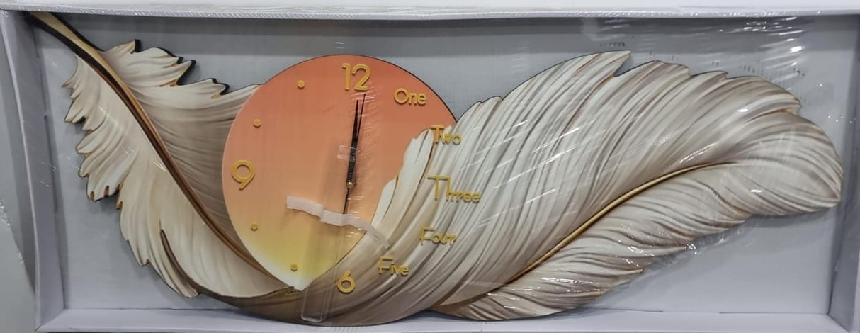 Feather Style Luminous Wall Clock  Elegant Home Decor