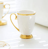 Shapely Ceramic Cup with Gold Ring/400ml, White Finish 8.5 *11* 6cm