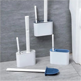 3 in 1 Toilet Brush Set  Silicone, TPR Soft Head, Wall Mounted & Floor Stand