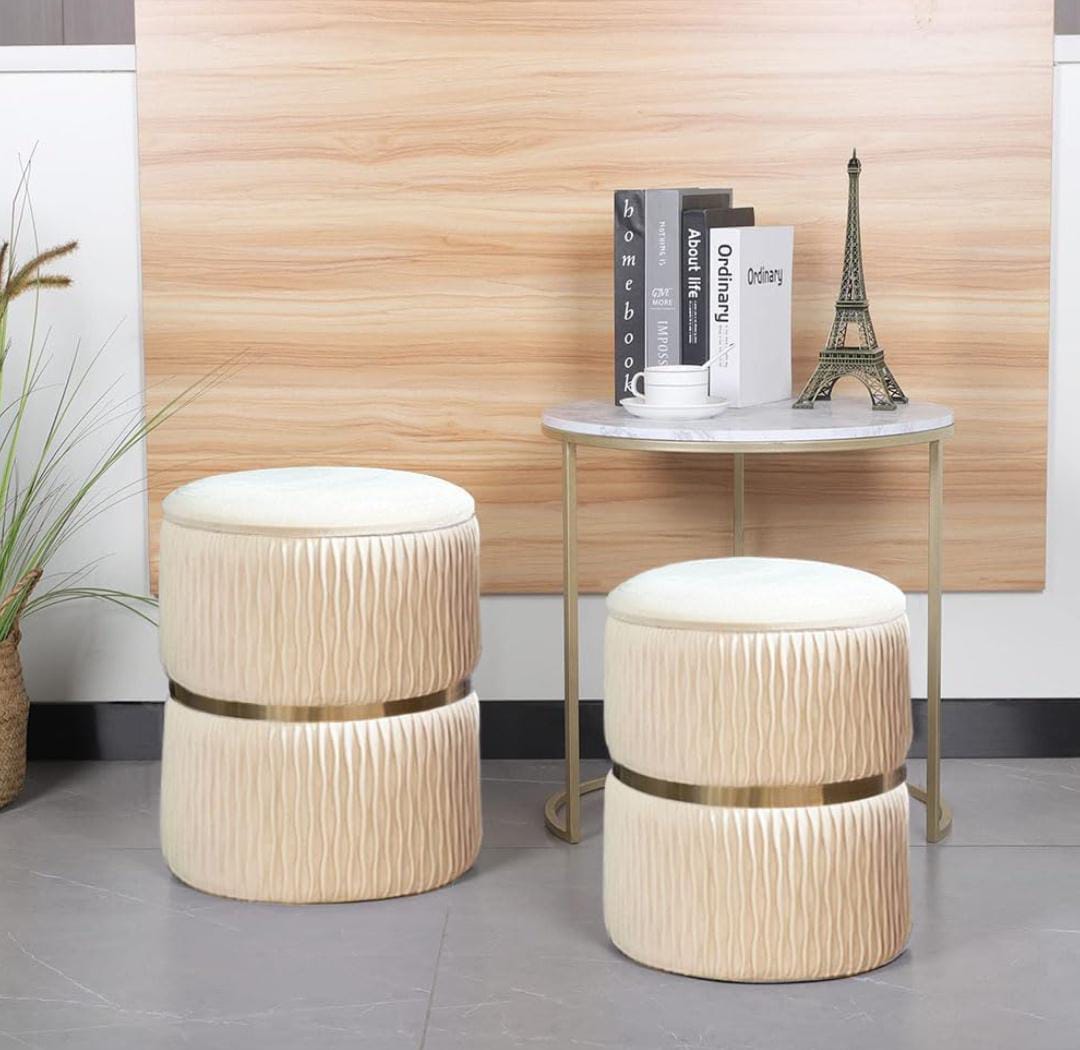 Decorative Round Ottoman Stools with Storage and Foot Rest Support