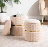 Decorative Round Ottoman Stools with Storage and Foot Rest Support