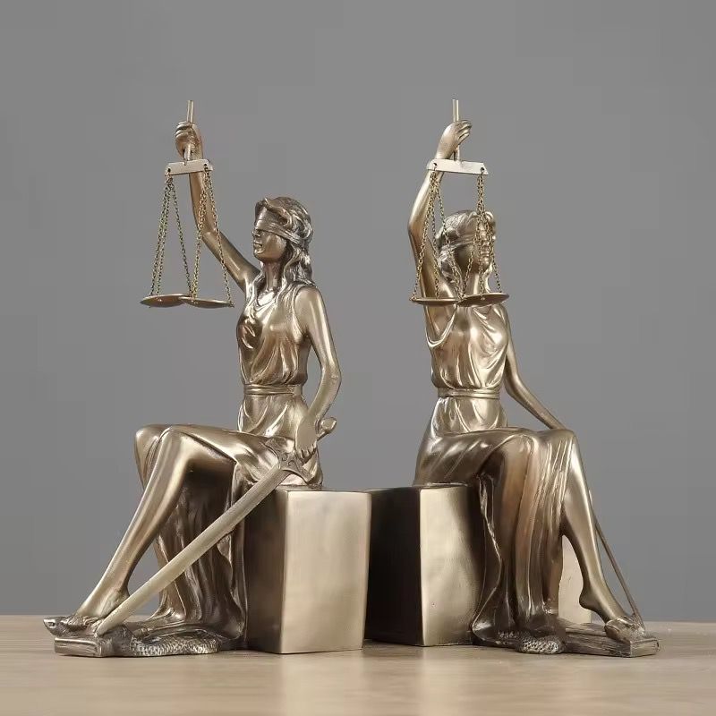 Goddess of Justice Bookends Statues – Greek Lady of Justice Bookends