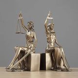 Goddess of Justice Bookends Statues – Greek Lady of Justice Bookends