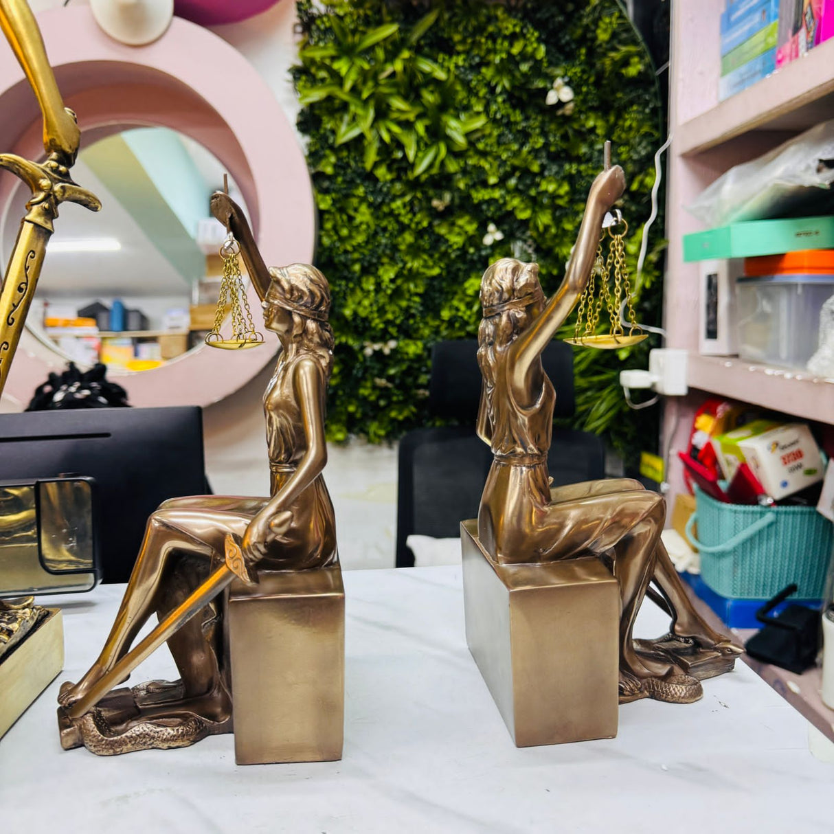 Goddess of Justice Bookends Statues – Greek Lady of Justice Bookends