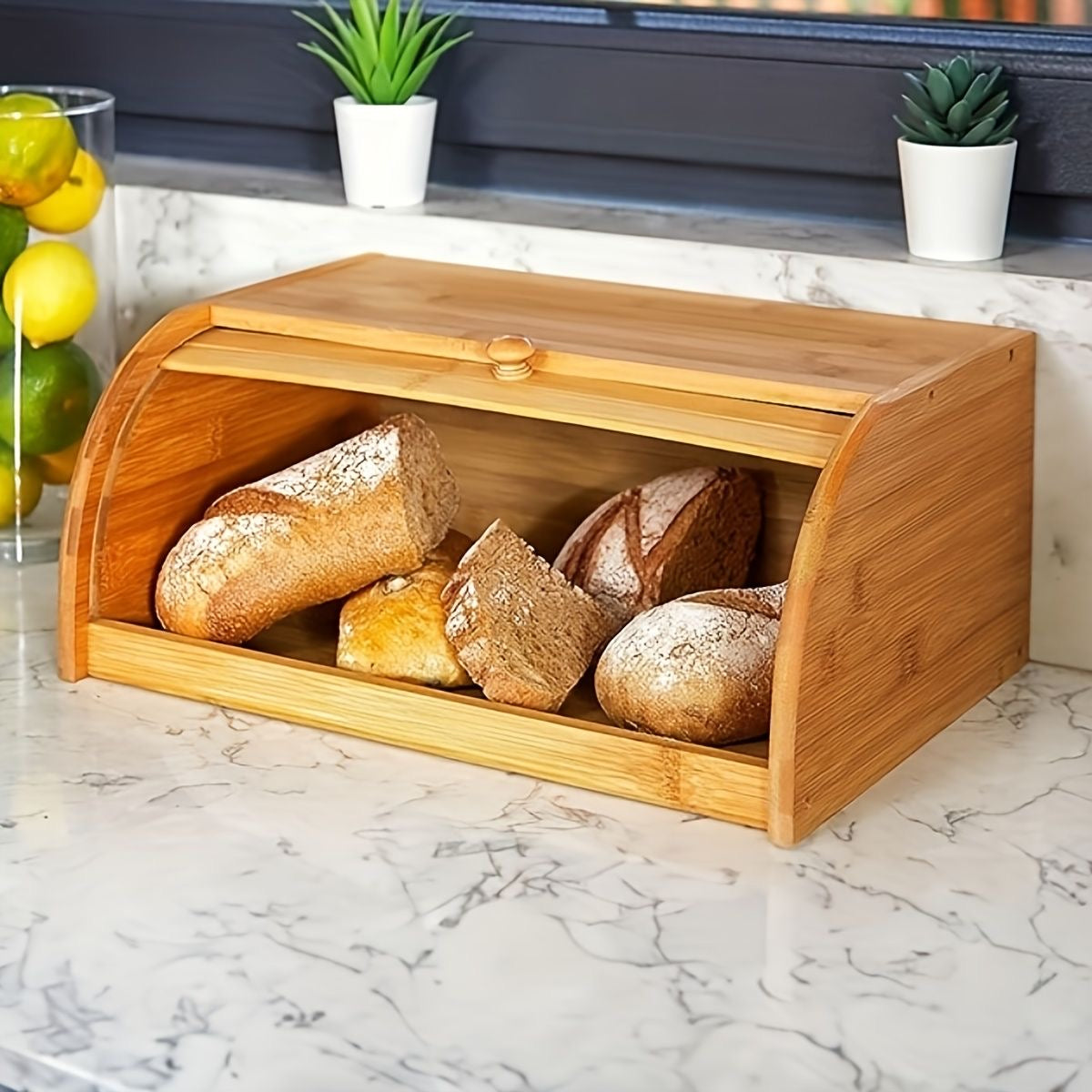 High-Quality Bamboo Bread Bin | 40x27x17cm