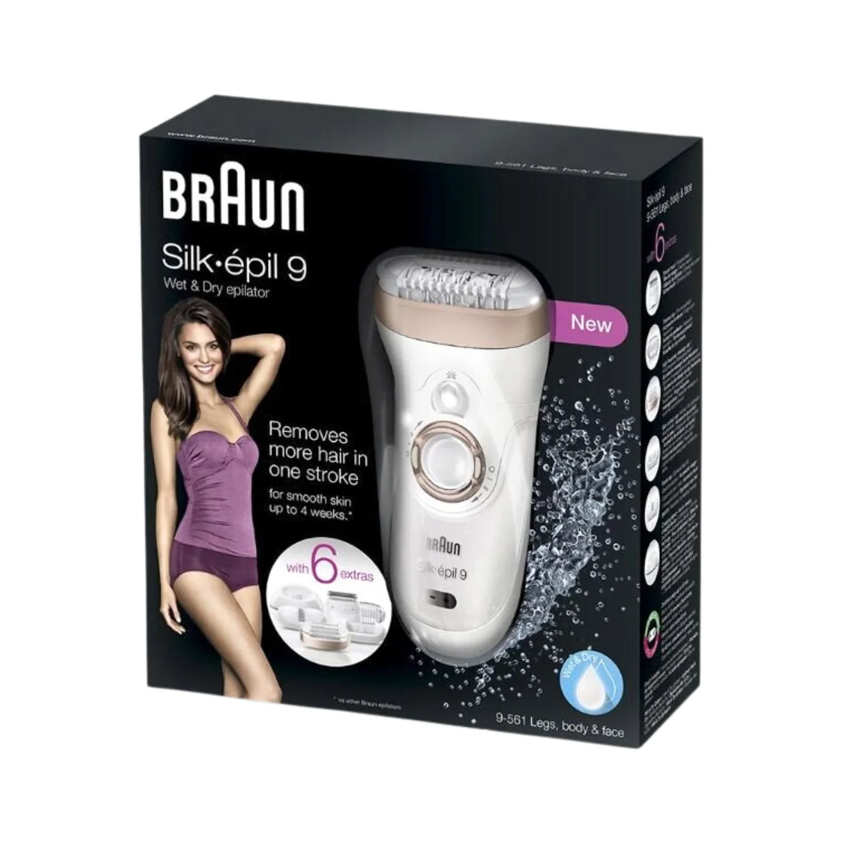 Braun Silk-Épil 9 9-561 Wet & Dry Cordless Epilator | 6 Extras