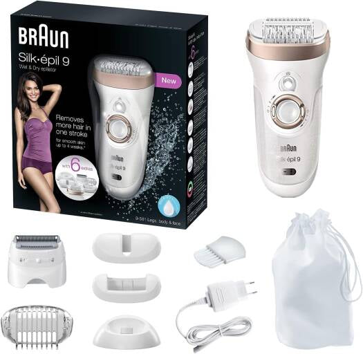 Braun Silk-Épil 9 9-561 Wet & Dry Cordless Epilator | 6 Extras