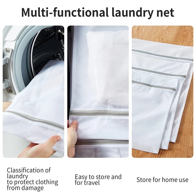 Durable Polyester Water-permeable Laundry Mesh Bags | 6pcs Set| White| Laundry Supplies Mesh Bags