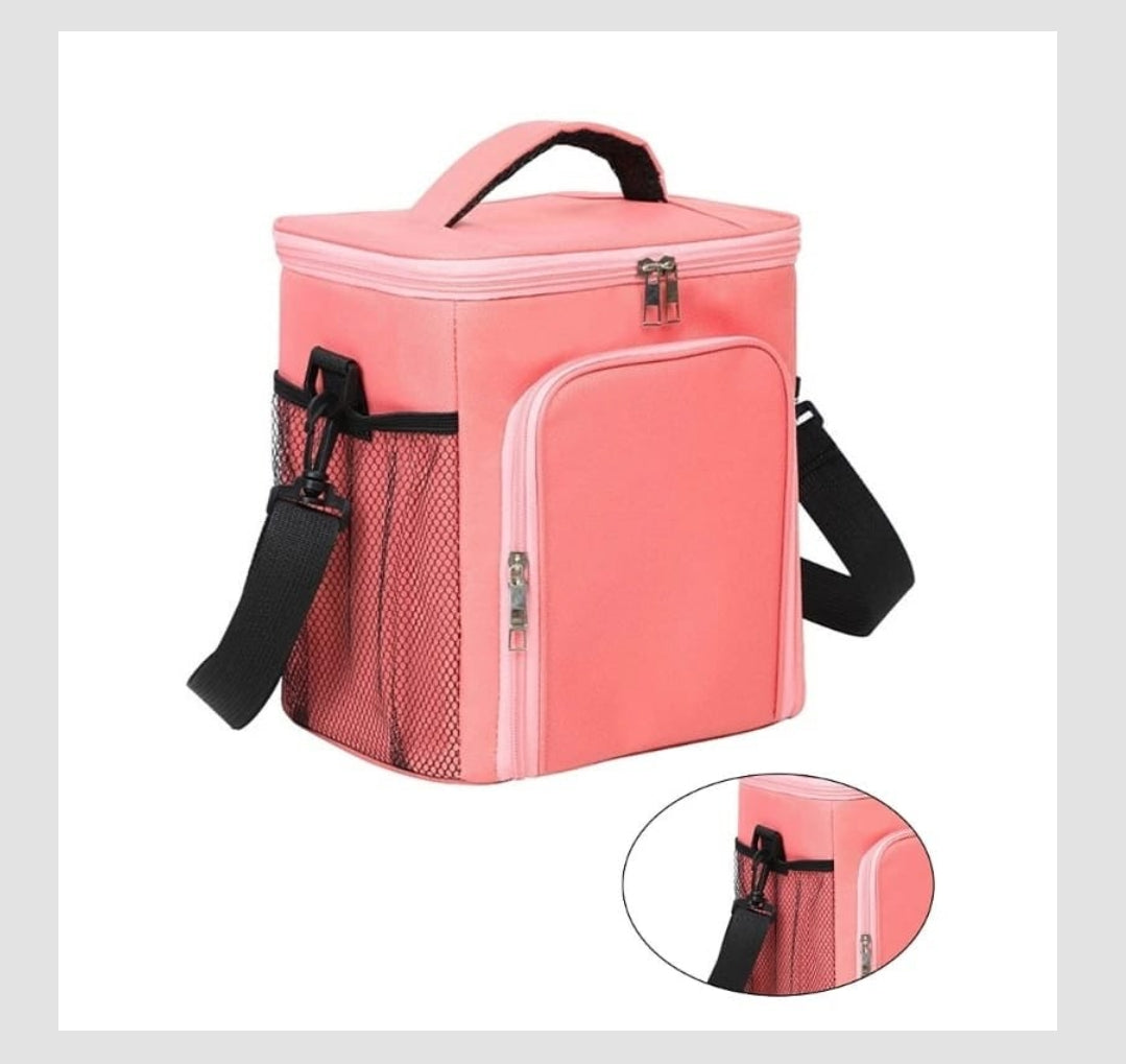 Large Capacity 2 Compartment Classic Thermal Insulated Lunch Bag | Oxford Waterproof Fabric | Available in Blue, Grey, Black, and Pink