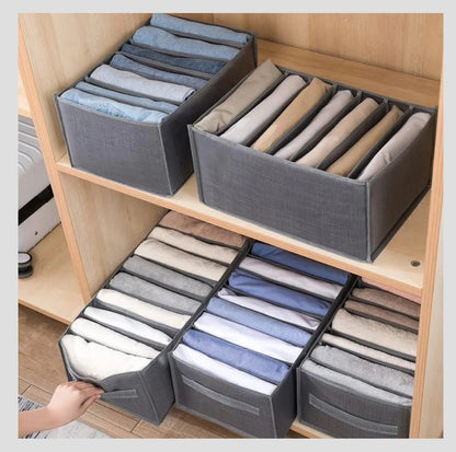 8 Grid Wardrobe Organizer | Closet Organizer | Drawer Organizer for Jeans, Pants & Shirts | Grey