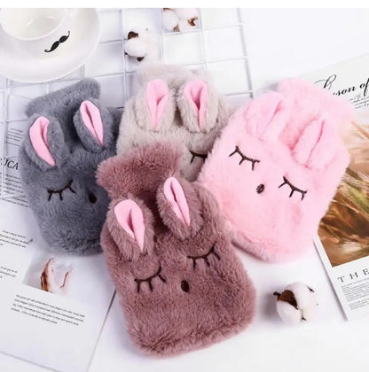 Cute Rabbit Shape Fleece Hot 750ml Capacity Water Bottle | Multiple Colors