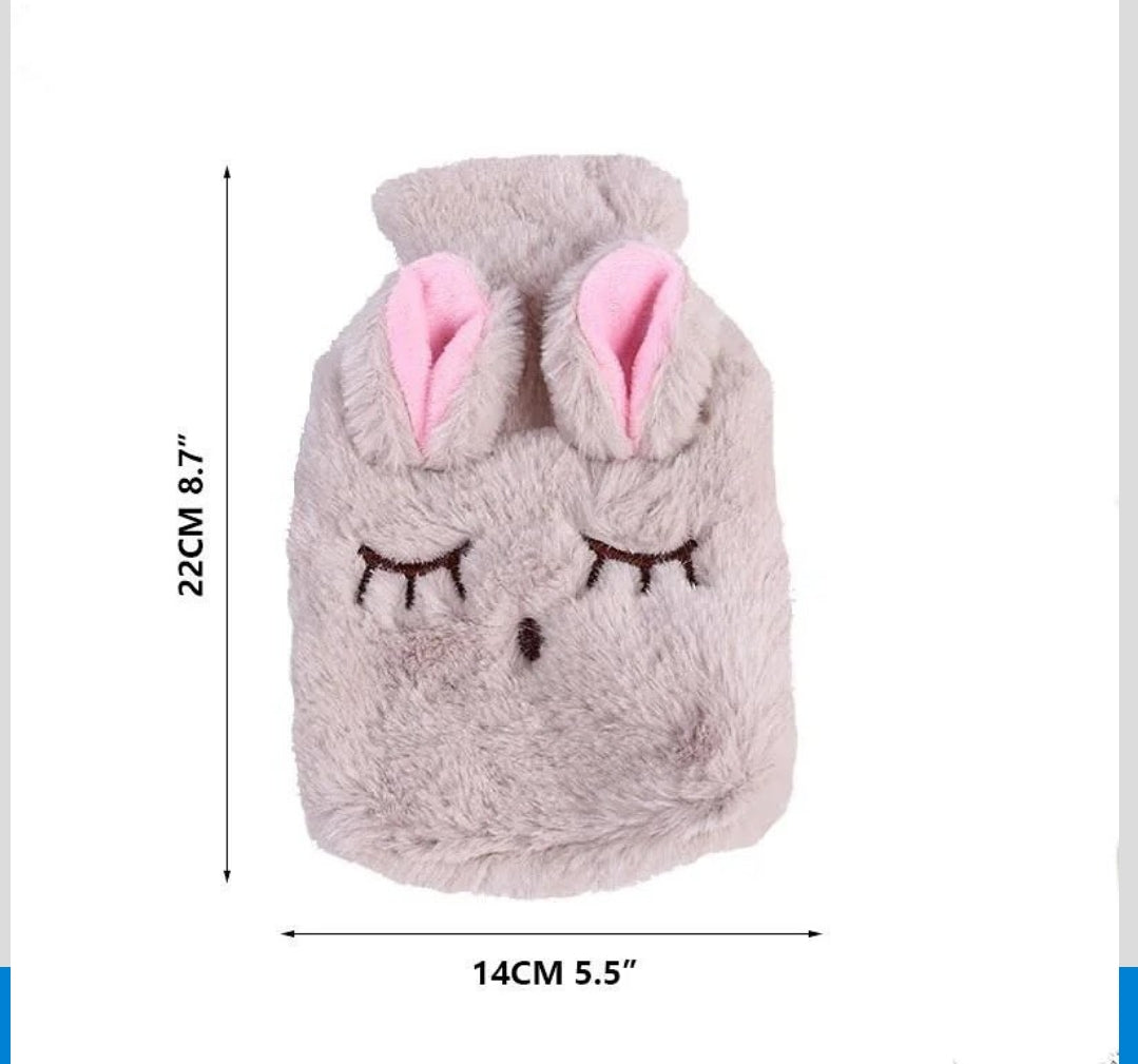 Cute Rabbit Shape Fleece Hot 750ml Capacity Water Bottle | Multiple Colors