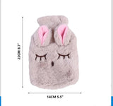 Cute Rabbit Shape Fleece Hot 750ml Capacity Water Bottle | Multiple Colors