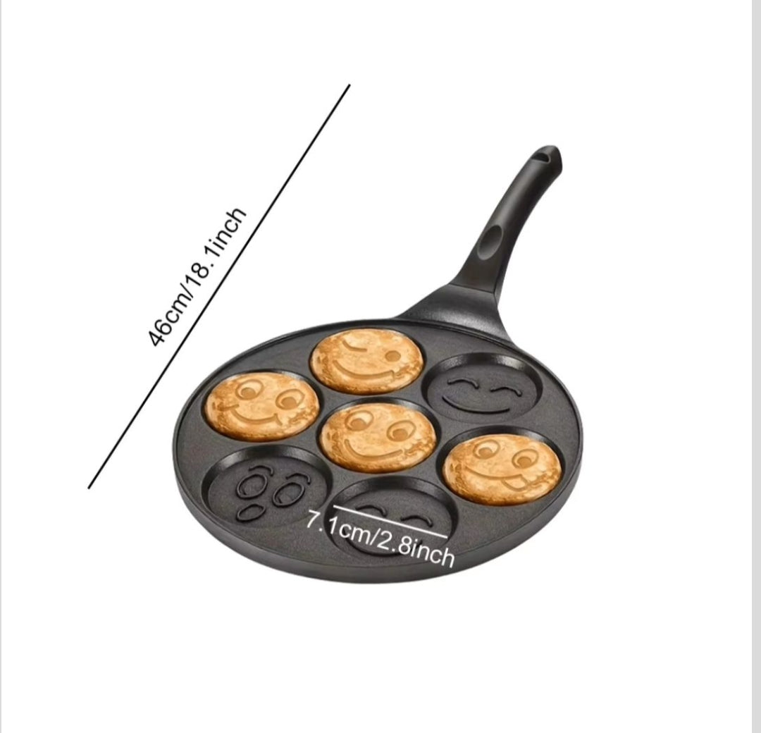 7 Hole Non Stick Pancake Pan | Fun Animal Face Design | Non Stick Coating | Gas Stove Compatible | 46cm x 7.1cm