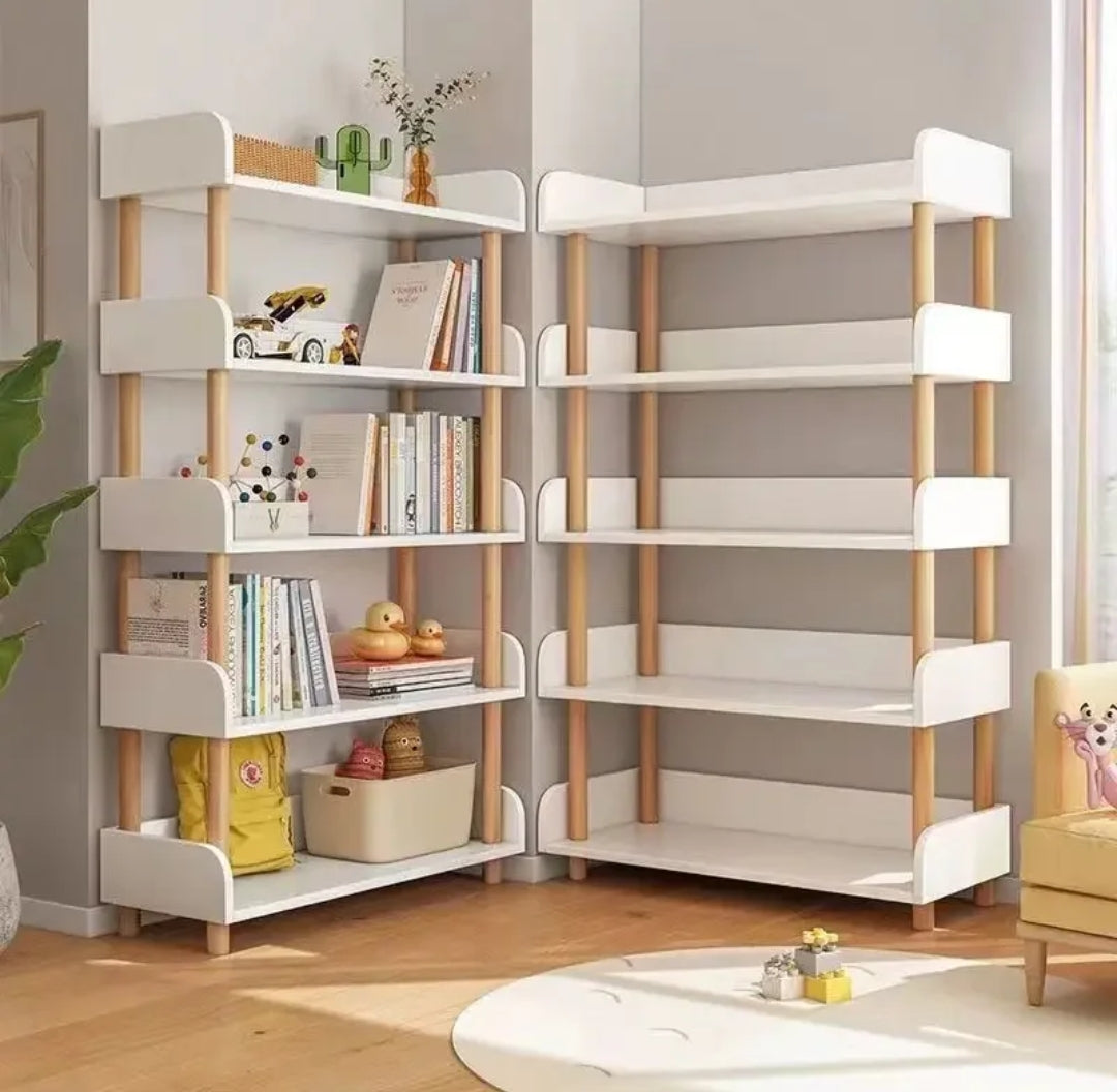 MultiPurpose Bamboo Bookshelf with Drawer | Dark Brown & White| (141cm x 60cm x 24cm)