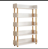 MultiPurpose Bamboo Bookshelf with Drawer | Dark Brown & White| (141cm x 60cm x 24cm)