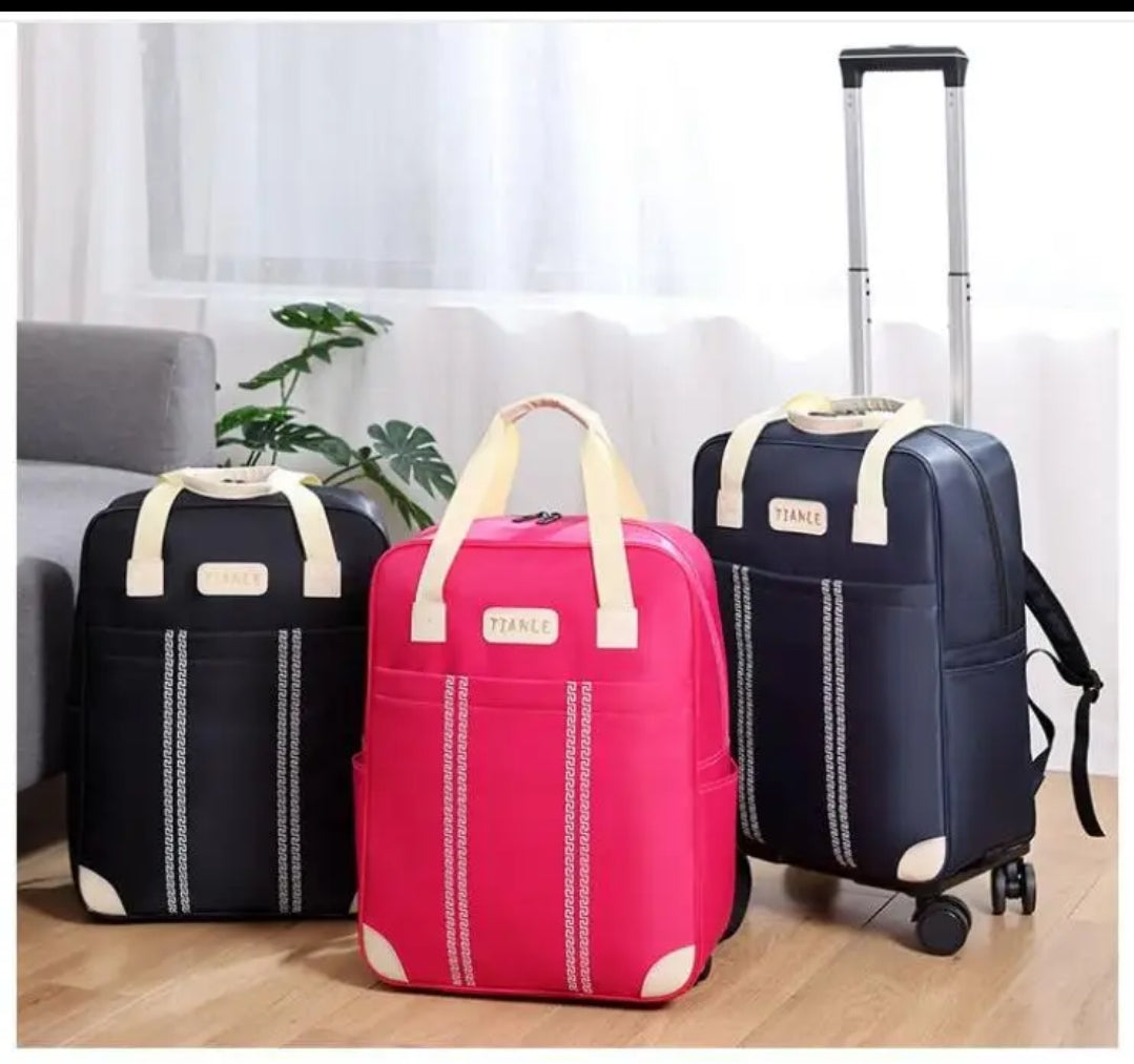 2in1 Trolley Bag and Travel Suitcase | Waterproof, Multi-Size, Available in Pink, Blue, Red, Black (48x19x40cm, 30x31.5x14cm)