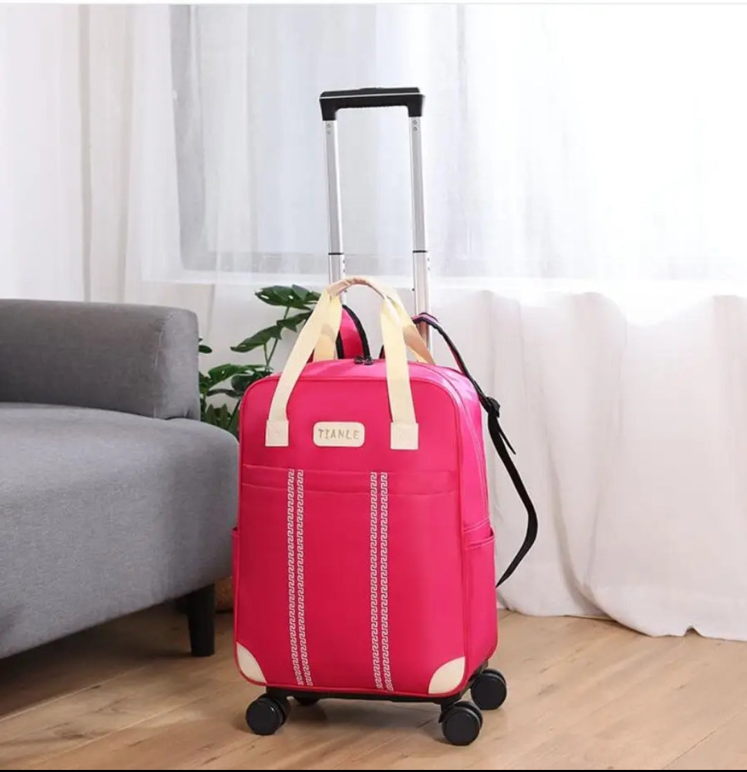 2in1 Trolley Bag and Travel Suitcase | Waterproof, Multi-Size, Available in Pink, Blue, Red, Black (48x19x40cm, 30x31.5x14cm)