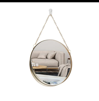 Decor Mirror with Hanger Chain – 30.5cm Diameter, Gold Frame