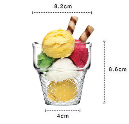 Set of 3 Pasabahce Minicornet Ice Cream Cups|  450ml Sturdy Glass, Freezer Safe