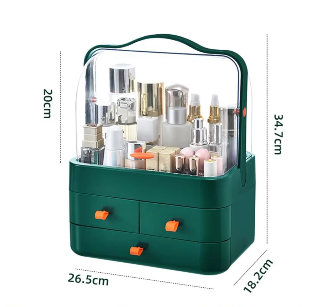 Acrylic 3 Drawer Dome Cosmetics Organizer Available in 3 Fancy Colors