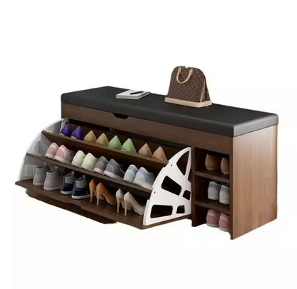 Bucket Flip Shoe Rack with Storage Organizer and Leathered Seat | 100x50x30cm | Entryways, Bedrooms, or Closets