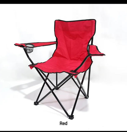 Lightweight Foldable Camping Arm Chair | Waterproof Canvas with Metallic Frame | Available in Blue, Red, Green, Black