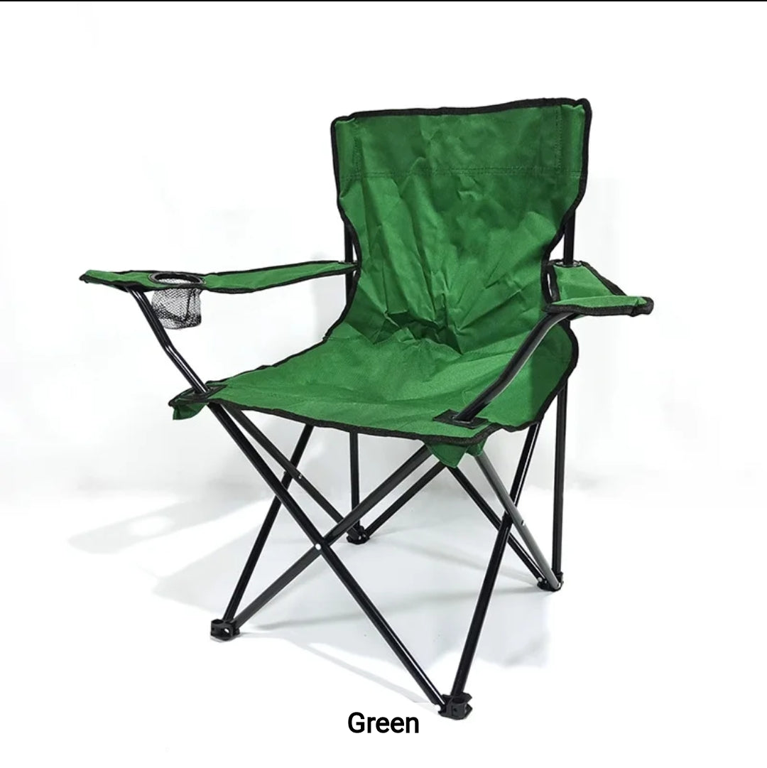 Lightweight Foldable Camping Arm Chair | Waterproof Canvas with Metallic Frame | Available in Blue, Red, Green, Black