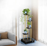 MultiLayer Flower Stand  132cm Metal & Wood Plant Display Stand (40x40cm, White