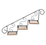 Staircase Wall Hanging Flower Shelf Wrought Iron & Wood, Modern Design for Living Room, Office, and Corridor Decor