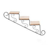 Staircase Wall Hanging Flower Shelf Wrought Iron & Wood, Modern Design for Living Room, Office, and Corridor Decor