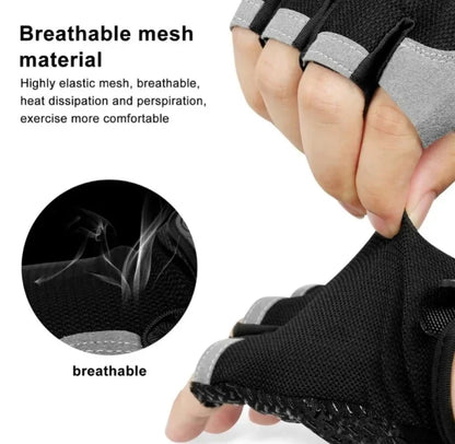 Gym Anti Slip Half Finger Gloves Breathable Elastic Sports Gloves for Men & Women, Ideal for Dumbbells, Cycling, and Exercise