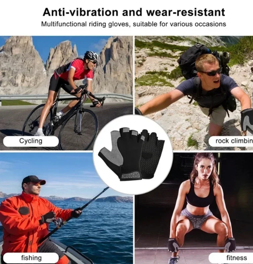 Gym Anti Slip Half Finger Gloves Breathable Elastic Sports Gloves for Men & Women, Ideal for Dumbbells, Cycling, and Exercise