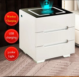 Intelligent Smart Bedside Table with LED Lighting Wireless Charging for Smartphones and Gadgets