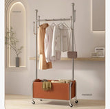 100cm Metallic Cloth Rack with Wheels Durable Clothes Organizer for Home or Office